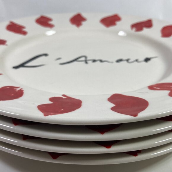 Anthropologie Hotel Magique L'Amour Kisses Dessert Plates Set of 4 - Picture 6 of 6